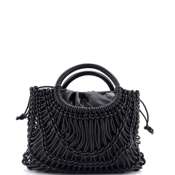 Valentino Garavani Allknots Shopper Tote Woven Leather Large Black - Picture 4 of 7